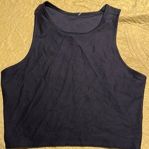 lululemon athletica Black Crop Tank Top with High Neckline and Sleeveless Design